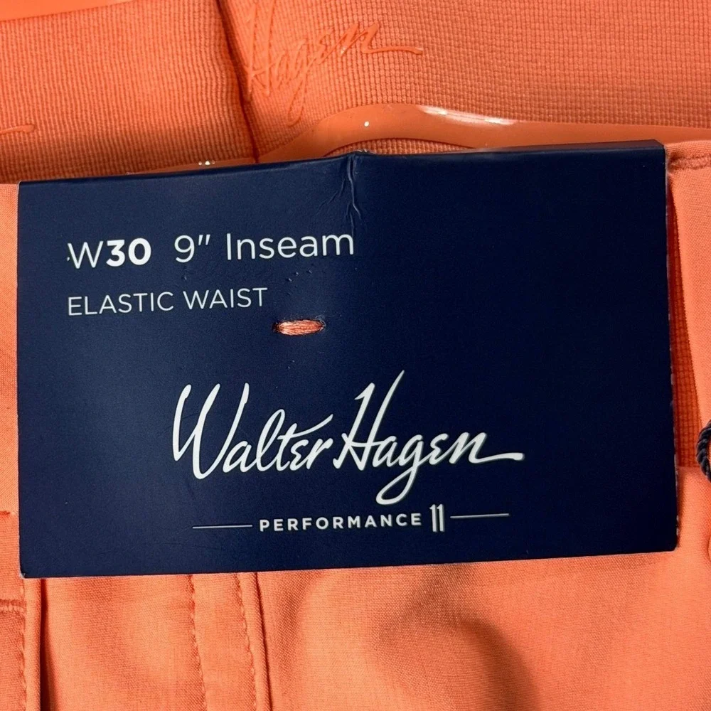 Walter Hagen Mens P11 Performance 11 Golf Shorts Coral Orange W30 9 Inseam‎ NEW